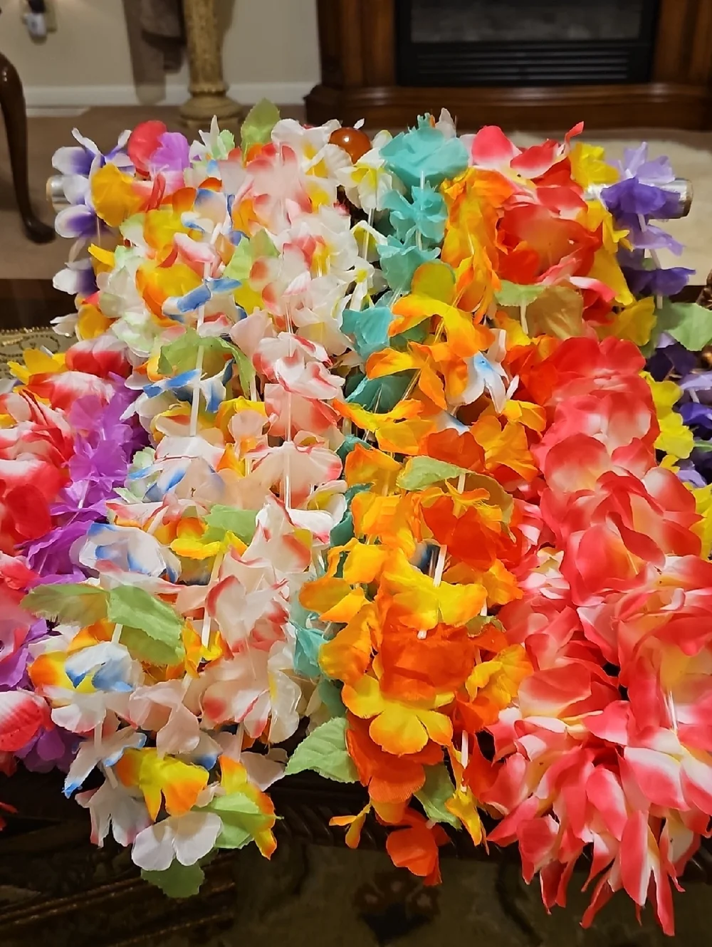 Colorful Hawaiian Flower Leis - Multicolor Party Necklaces